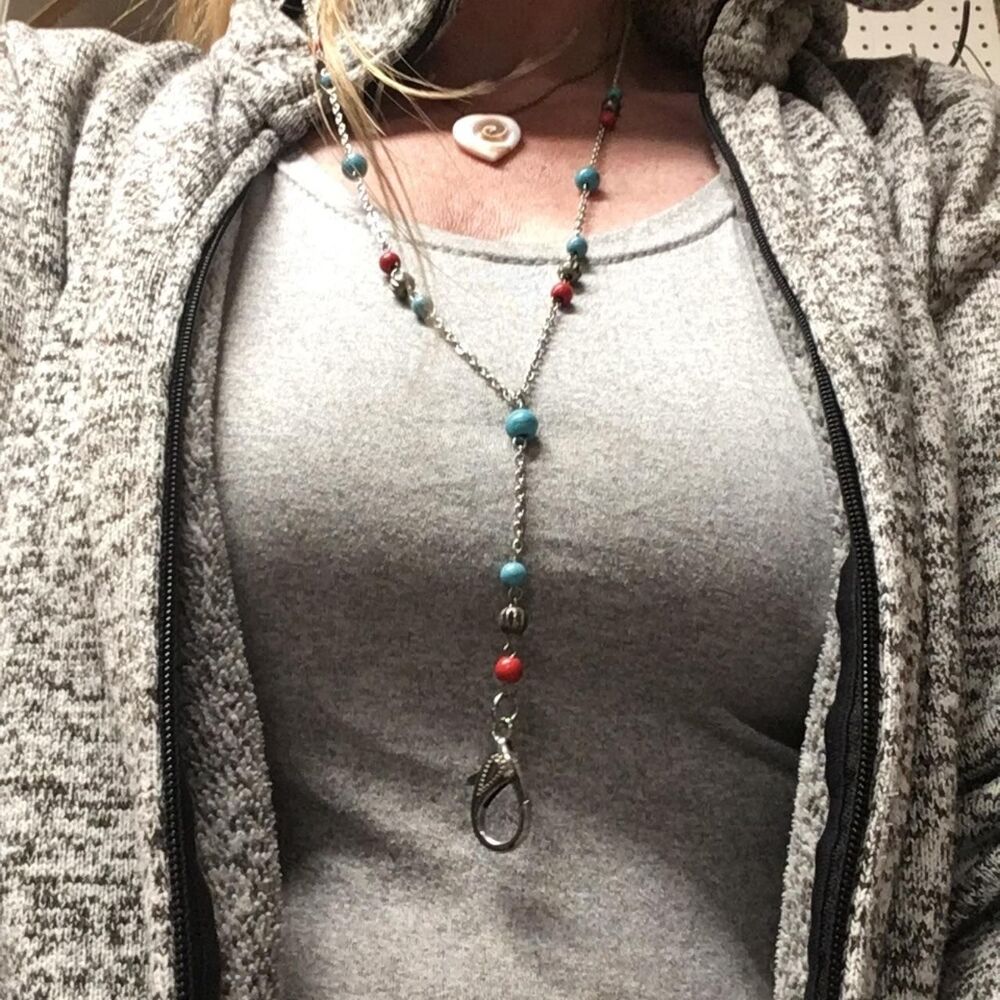 Beaded Y Lanyard | Necklace Badge Holder | Boho ID Key Holder | Teacher Gift